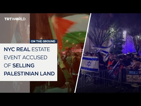 Pro-Palestine activists gather outside real estate event