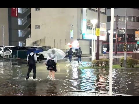 1時間約123.5ミリ　三重県四日市市で観測史上最大の大雨　駅付近の道路や商店街が冠水