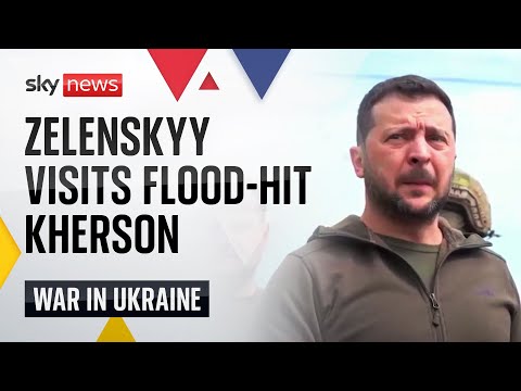 Ukraine War: Zelenskyy visits flood-hit Kherson
