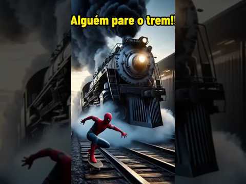 HOMEN ARANHA pare o tempo para impedir o trem #supergirl #marvel #spiderman