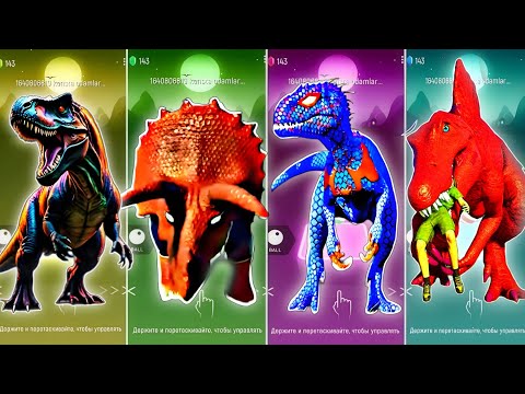 Jurassicworld Tyranasaurus🆚 Tiricratopis🆚 T-rex🦖 🆚Indoraptor Tiles Hop Edm Rush