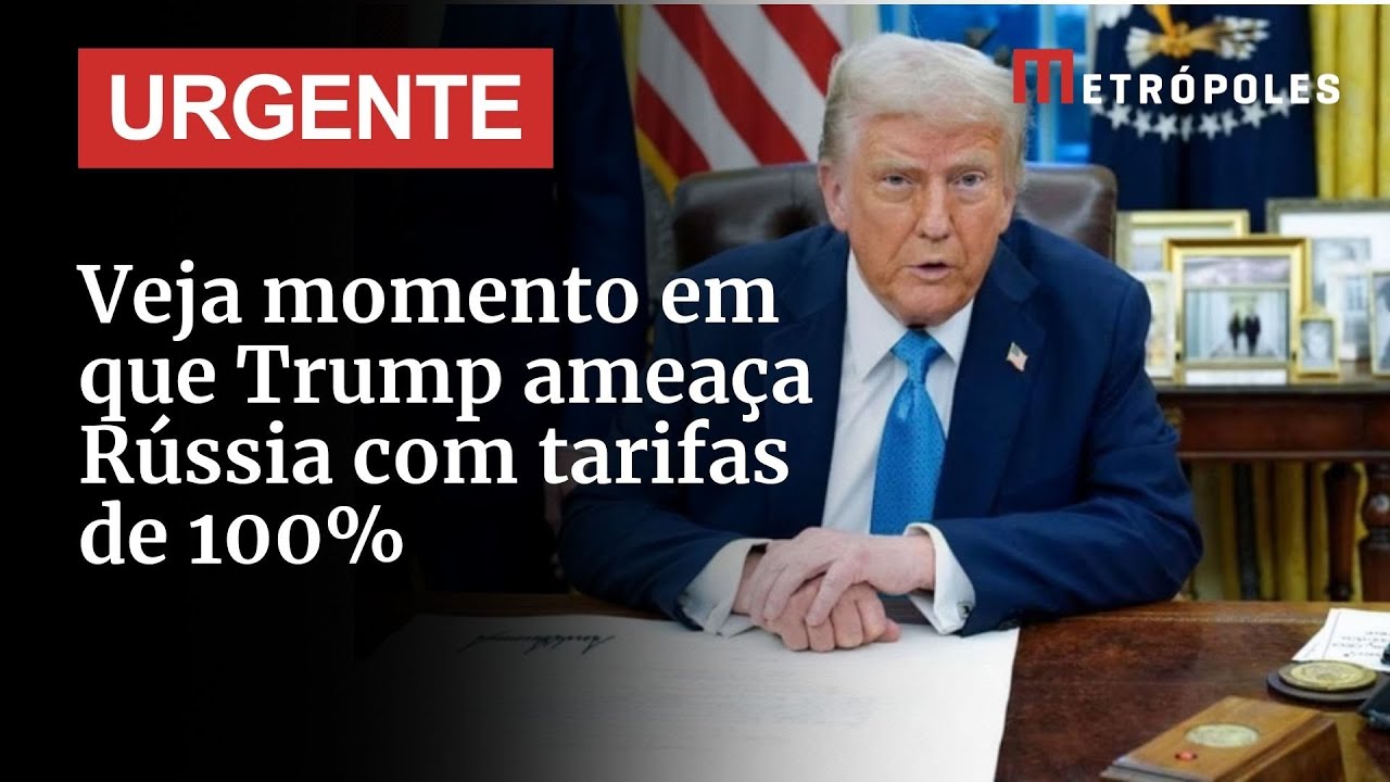 Veja momento em que Trump ameaça Rússia com tarifas de 100