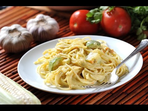 Spaghetti en crema de flor de calabaza con calabacitas y elote - UCvg_5WAbGznrT5qMZjaXFGA