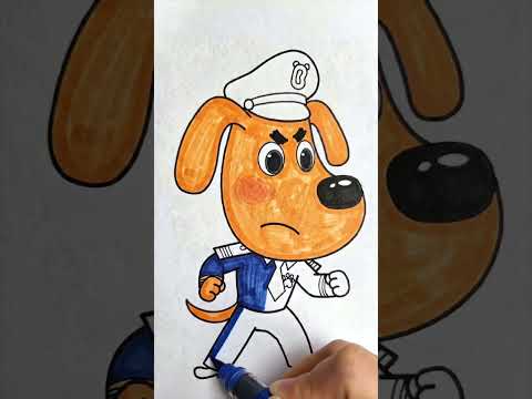 一起來~畫啦咘啦哆警長🖍 #babybus #sherifflabrador #shorts