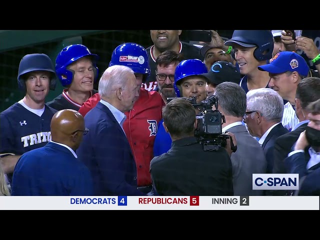 Biden and Pelosi Work the Congressional Baseball Game