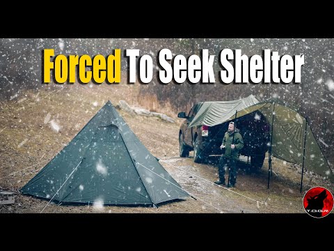 Rain, Storms and Snow - Forced to Seek Shelter - Storm Camping Adventure