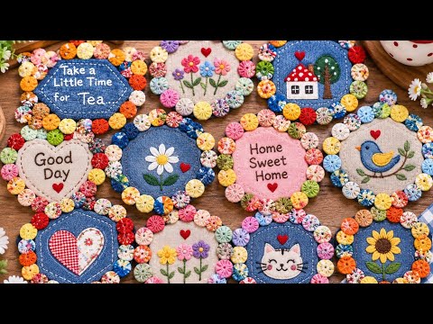 💎🌼 Scrap Fabric Yo-Yo Flowers | Easy & Beautiful Handmade Coaster Ideas