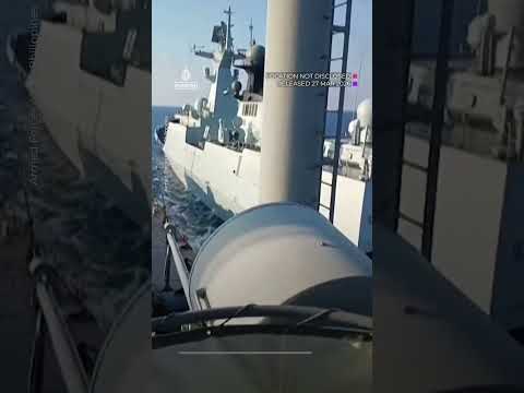 Chinese vessel sails at ‘unsafe’ distance from Philippine navy. | AJ#shorts