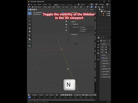 toggle the visibility of the Sidebar in the 3D viewport in Blender 4.5