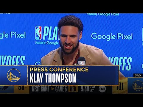 Klay Thompson Meets With Media After Warriors Game 4 Win video clip