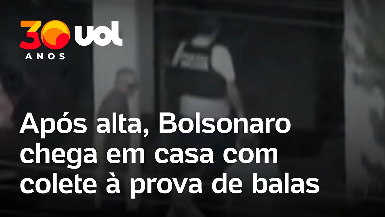 Bolsonaro recebe alta Vídeo mostra ex presidente chegando em casa com colete à prova de balas