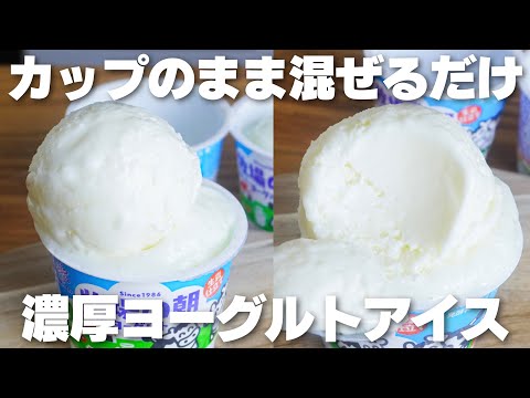 【材料2つ】カップで混ぜるだけ！濃厚なめらか。ヨーグルトアイス作り方！【卵、生クリームなし】