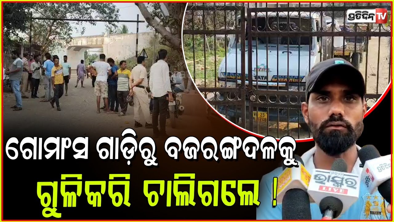 ଗୁଳିମାଡ଼ ପରେବି ଗୋମାଂସ ଗାଡ଼ି ଗୋଡ଼େଇ ଗୋଡେଇ ଧରିଲା ବଜରଙ୍ଗ ଦଳ! Cow smuggling gang Busted, Jajpur.
