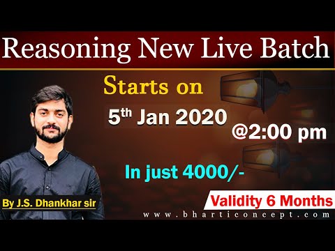 Reasoning New Live Batch || Demo Classes 02 || J.S Dhankhar sir
