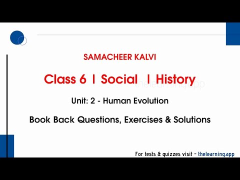 Human Evolution Questions, Answers | Unit 2  | Class 6 | History | Social | Samacheer Kalvi