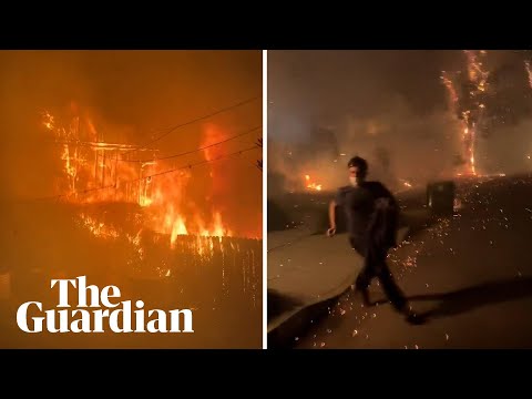 Moment California residents run from home as wildfires spread