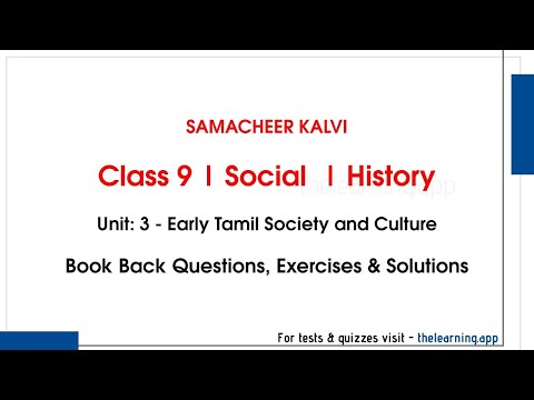 Early Tamil Society and culture Exercises | Unit 3 | Class 9 | History | Social | Samacheer Kalvi