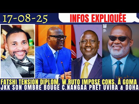 FATSHI TENSION DIPLOM. W.RUTO IMPOSE CONSU. À GOMA JKK SON OMBRE BOUGE C.NANGAA UVIRA & DOHA KATUMBI