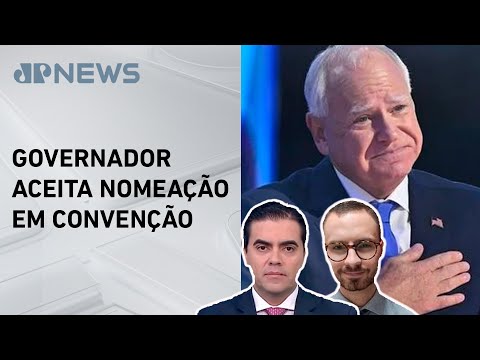 Democrata Tim Walz é oficializado candidato a vice de Kamala; Neitzke e Vilela comentaram