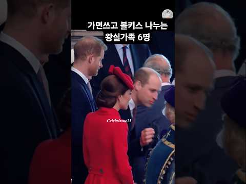 등돌린 <strong>해리</strong> 메건 윌리엄 케이트.가면쓰고 볼키스하는 기이한 순간#윌리엄 #메건