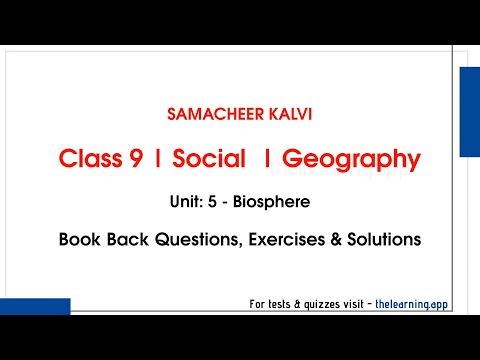 Biosphere Exercises, Questions & Answers  | Unit 5  | Class 9 | Geography | Social | Samacheer Kalvi