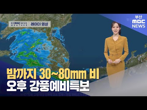 밤까지 30~80mm 비...오후 강풍예비특보 (2024-03-28,목/뉴스투데이/부산MBC)/정민경 기상캐스터