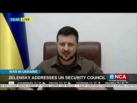 Ukraine President Volodymyr Zelensky addresses UN Security Council.