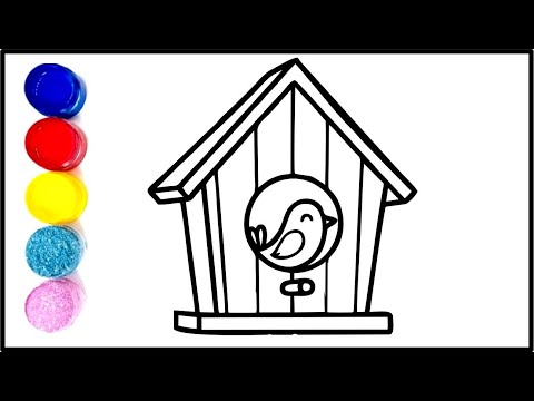 Bird House Drawing, Painting & Colouring for Kids | Easy Drawing for Kids | Bird House Drawing