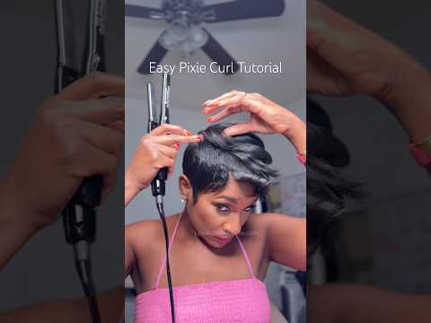 Easy pixie cut curling tutorial ￼#shorthaircut #shorthairblackwomen