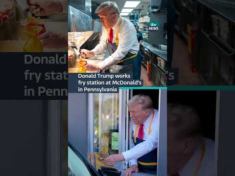 Donald Trump got behind the grill and served customers at a McDonald’s  #itvnews #donaldtrump