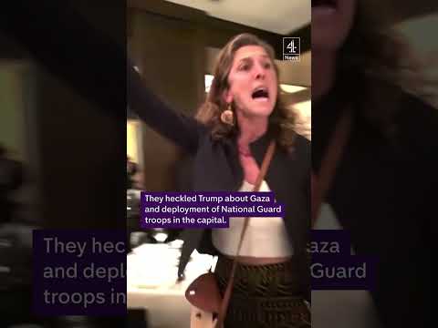 "Free D.C., free Palestine, Trump is the Hitler of our time" - protesters heckle President