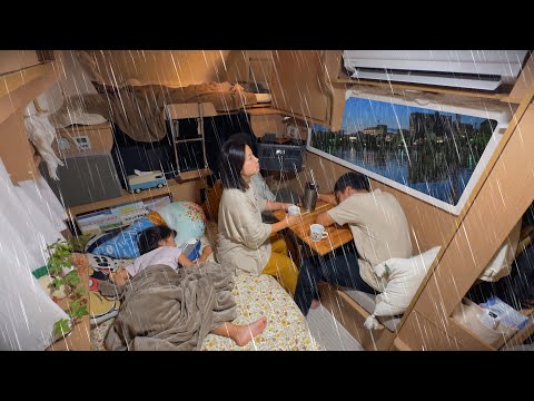 屋台と花火が目の前！㊙︎車中泊場所で過ごす祭りの雨夜🏮｜キャンピングカー車中泊｜DJI Power 1000 V2