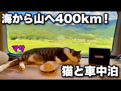 【猫と夏の車中泊旅】ヘッドライトを新しいハロゲン色のLEDバルブに交換して400㎞！