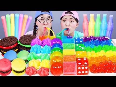 ASMR RAINBOW DESSERT FROZEN NIK-L-NIP COLOR ICE CREAM MUKBANG 무지개 디저트 먹방 DONA 도나