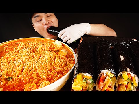 떵개가 좋아하는 조합! 열라면과 통참치김밥, 시골김치 먹방~!! 리얼사운드 ASMR Mukbang(Eating Show)