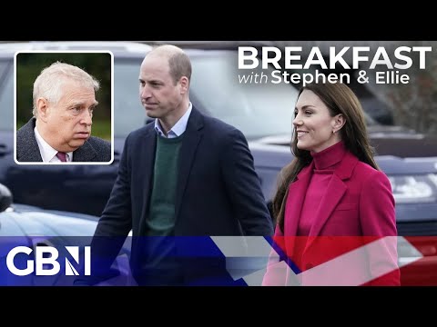 Prince Andrew pictured with Prince William and Princess Kate