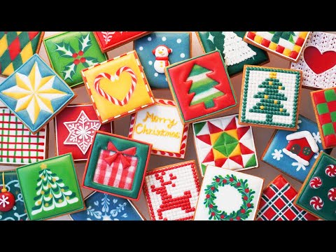 四角クッキーをクリスマスにする25アイデア🎁⭐️【アイシングクッキー】satisfying cookie decorating|Christmas cookies
