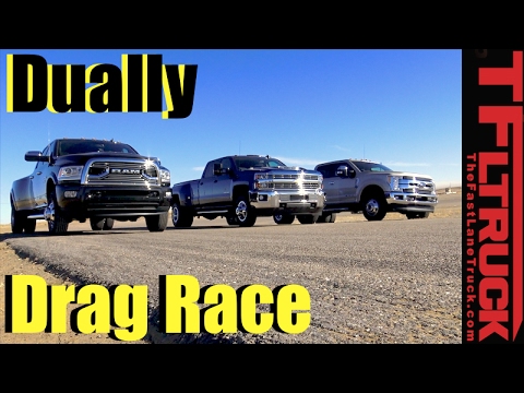 Dually Duel: 2017 Ford F-350 vs Chevy Silverado 3500 vs Ram 3500 Drag Race - UCO-85LYfB61OP4SRAgpfncw