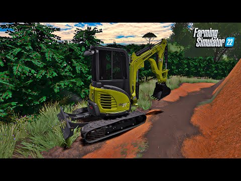 Fazenda simulada #18 | Alargando as ruas de café com mini escavadeira | Farming simulator 22