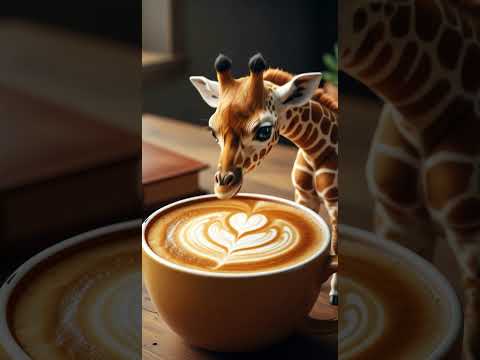 Giraffe's First Latte Taste Test! 🦒☕️😍✨