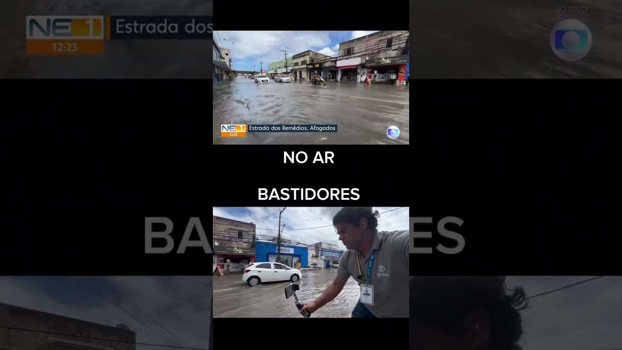 Repórter cinematográfico mostra como fez entrada ao vivo no NE1 shorts bastidores