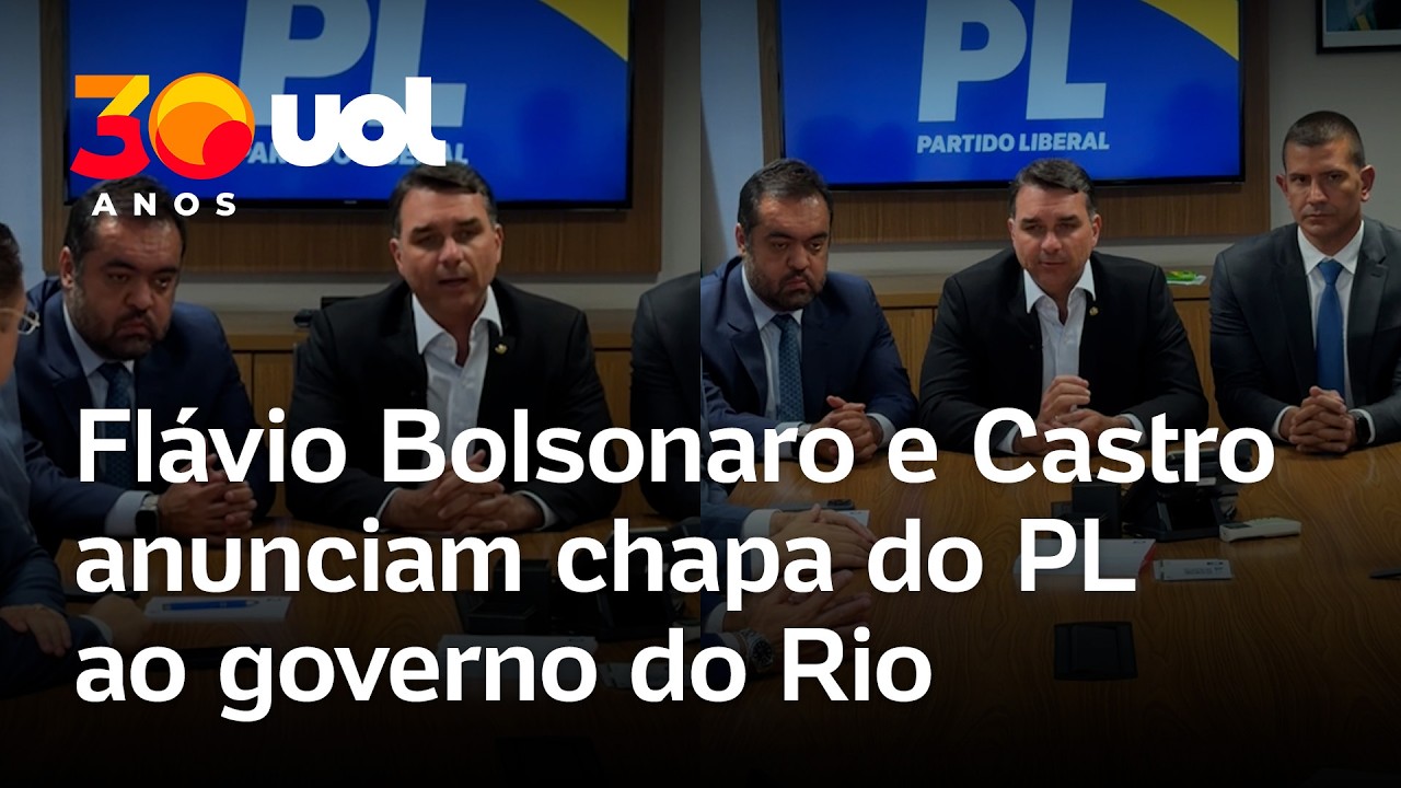 Flávio Bolsonaro e Castro anunciam chapa do PL ao governo do Rio; Douglas Ruas é pré-candidato