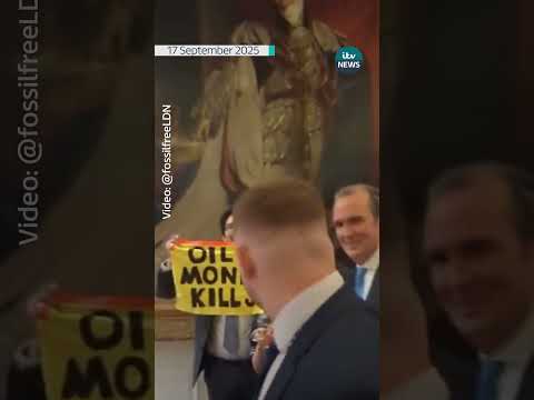 Climate protesters disrupt dinner celebrating Trump's visit #itvnews #donaldtrump #climate