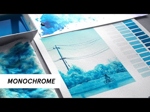 How to Paint with One Color! / (Monochromatic Studies w/ Watercolors!)