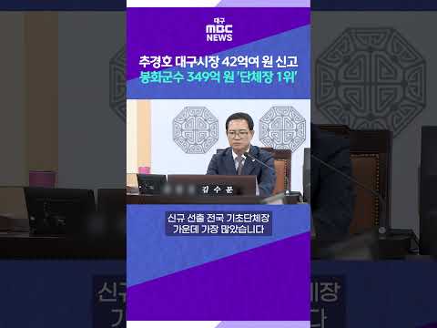 추경호 <strong>대구시장</strong> 42억여 원 신고···봉화군수 349억 원 '단체장 1위' #shorts (대구MBC)