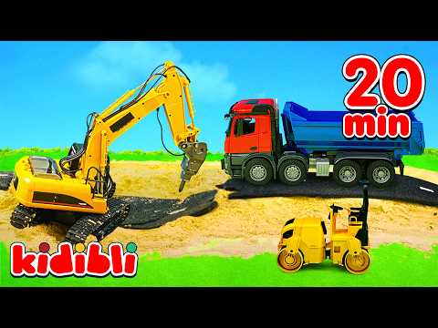Droga Zniszczona! 🚧 Koparka i Ciężarówki Budowlane Ratują Sytuację 🏗️ Bajka dla Dzieci | Kidibli
