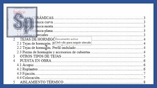Word - Índice automático en Word, ordenado y vinculado al documento. Tutorial en español HD