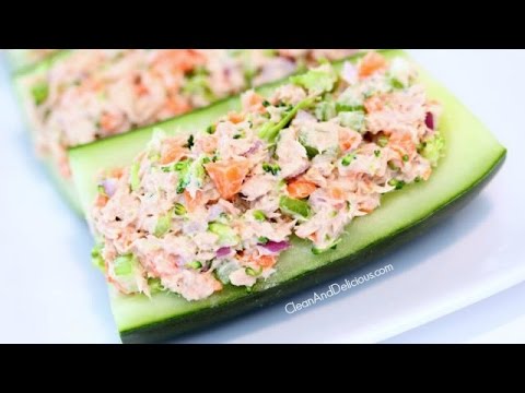 Tuna + Veggie Salad Cucumber Boats - UCj0V0aG4LcdHmdPJ7aTtSCQ
