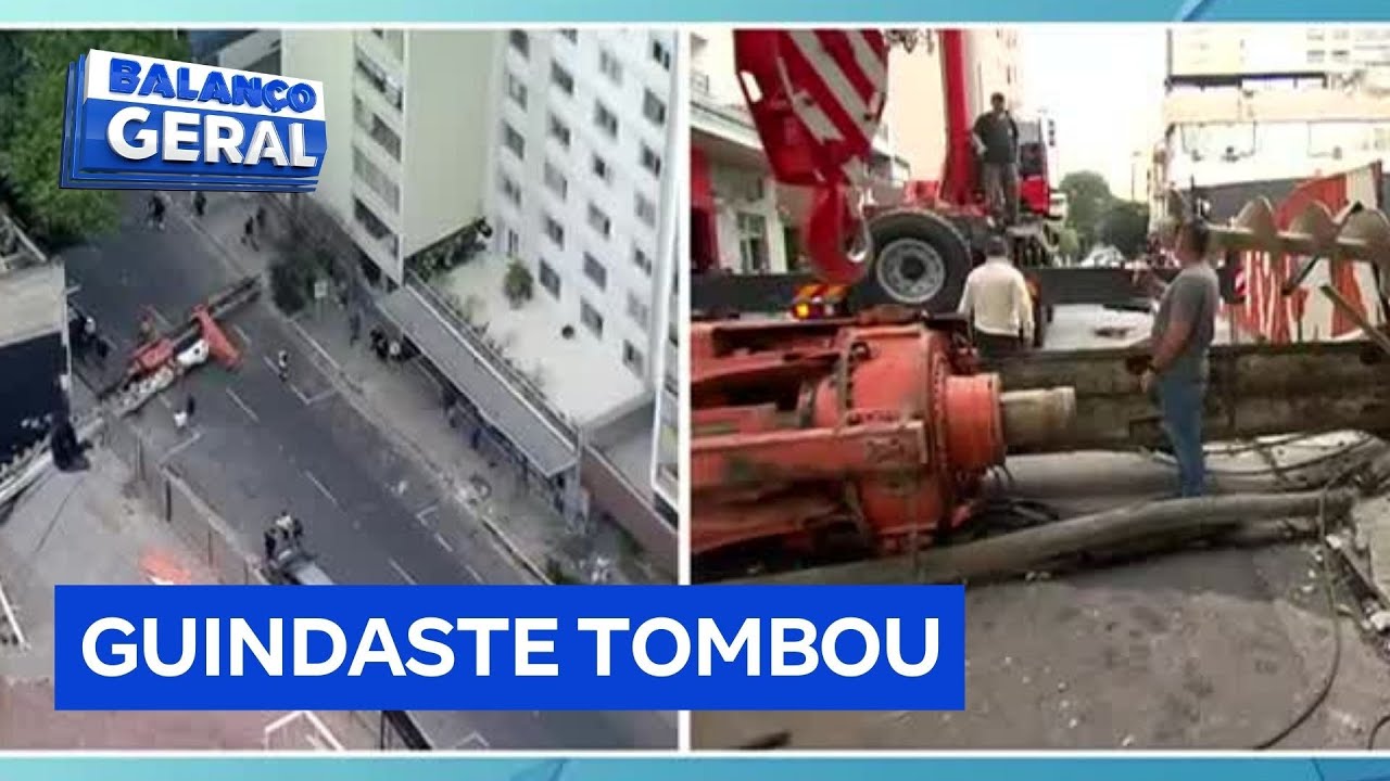 Máquina de obra tomba e interdita rua no centro de São Paulo