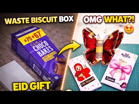 I Made 3 Eidi envelopes from a Waste Biscuit Box… 😳 | eid greeting money cards | Eid craft ideas